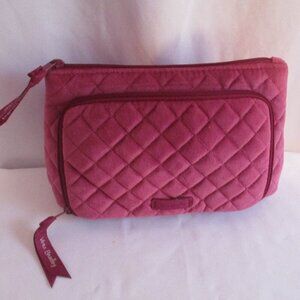 Vera Bradley Cosmetic Bag Pink Quilted Travel Organizer Floral Interior